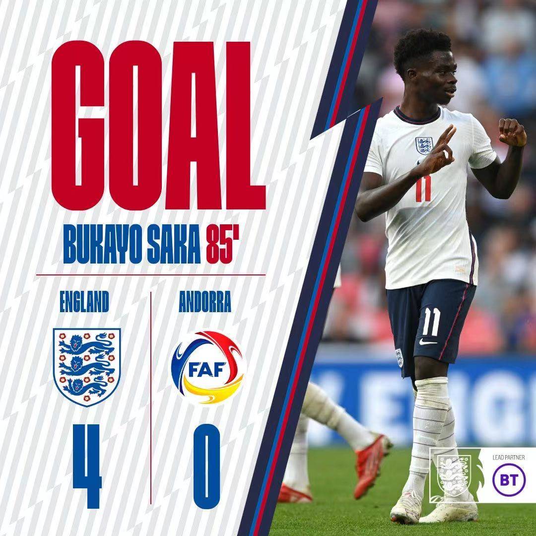 英格兰大胜安道尔,豪取五连胜 英格兰大胜安道尔,豪取五连胜