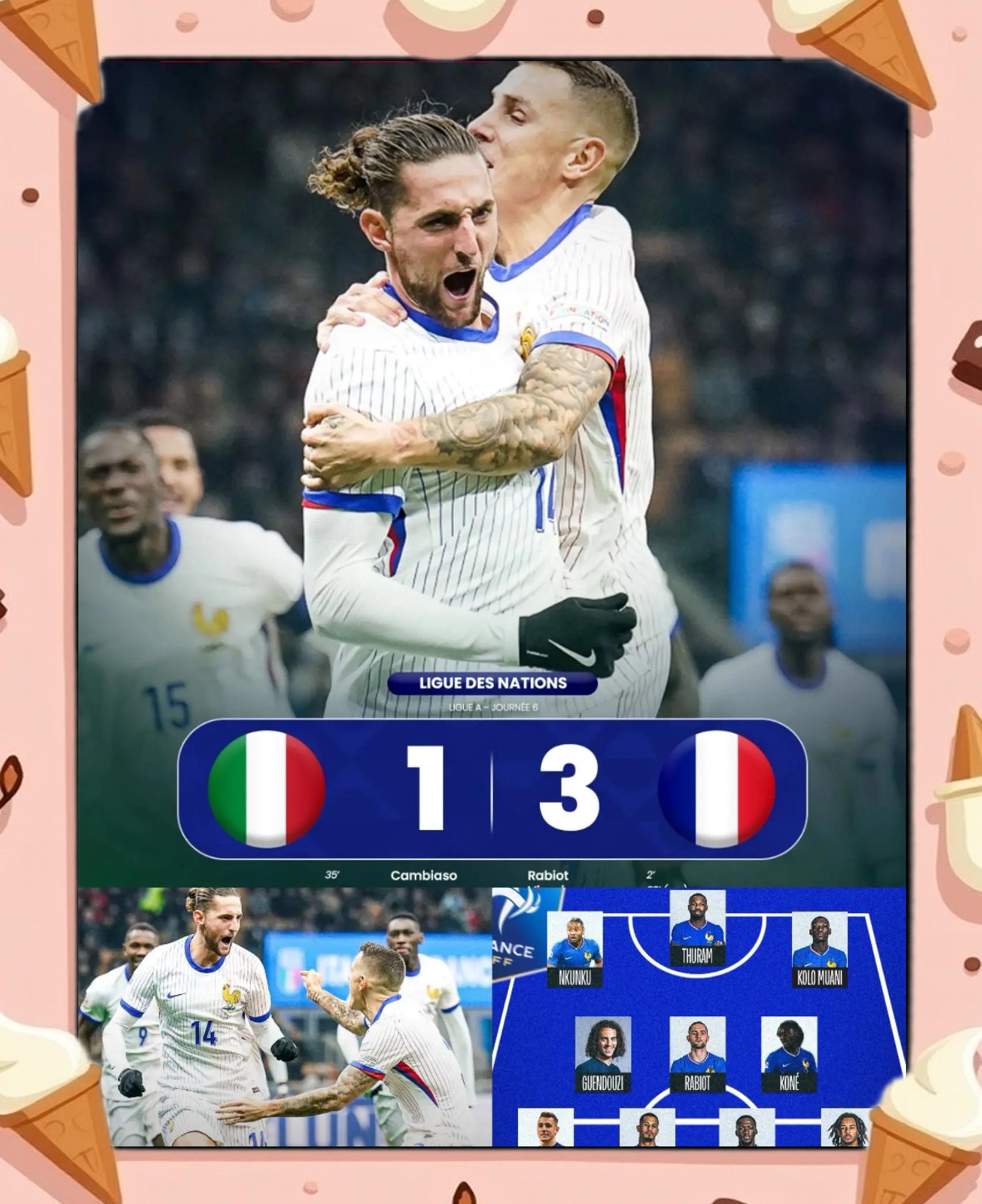 包含法国国家队豪取胜利，挺进欧洲国家联赛半决赛的词条